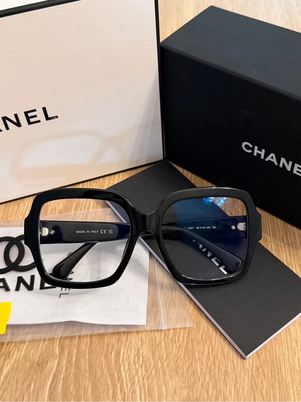 Auth CHANEL Black BLUE LIGHT Glasses
